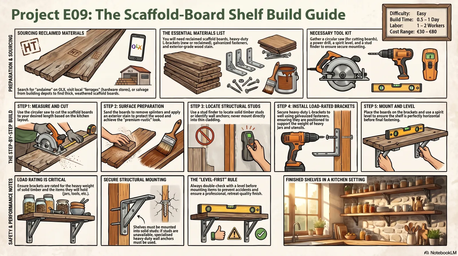 Scaffold-Board Open Shelves