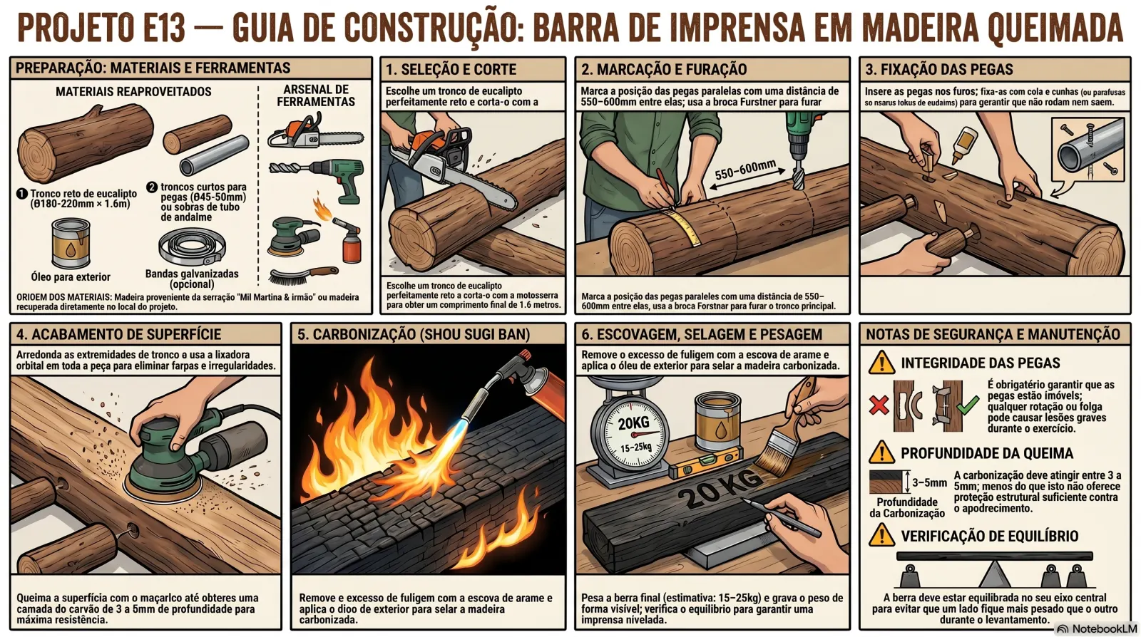 Barra de Imprensa Madeira Queimada