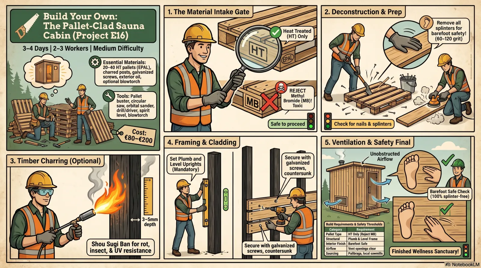 Pallet-Clad Sauna Cabin Walls