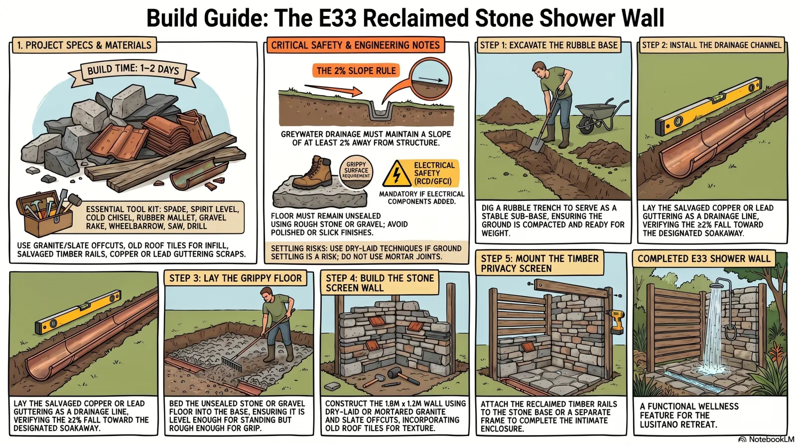 Outdoor Shower Stone Wall