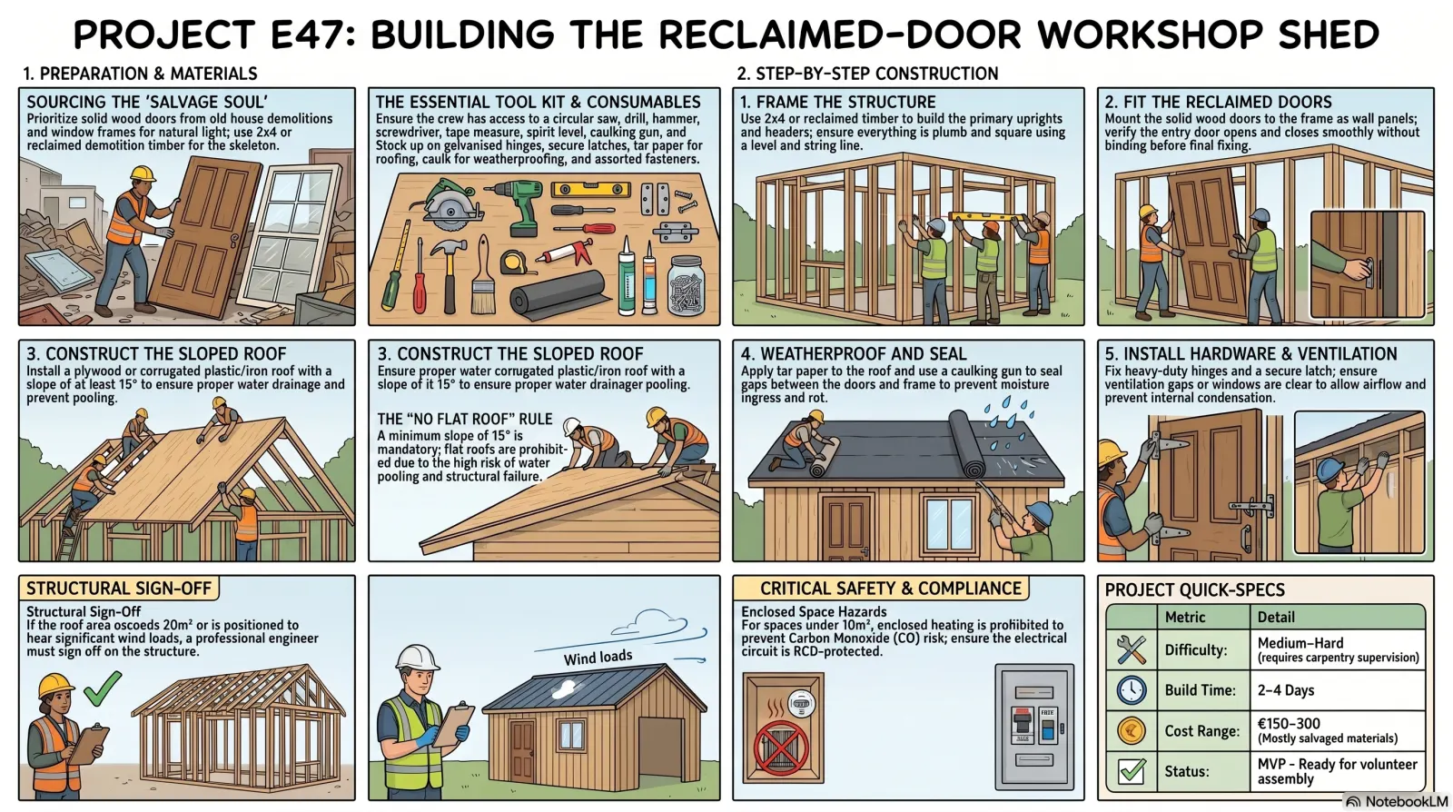 Reclaimed-Door Workshop Shed