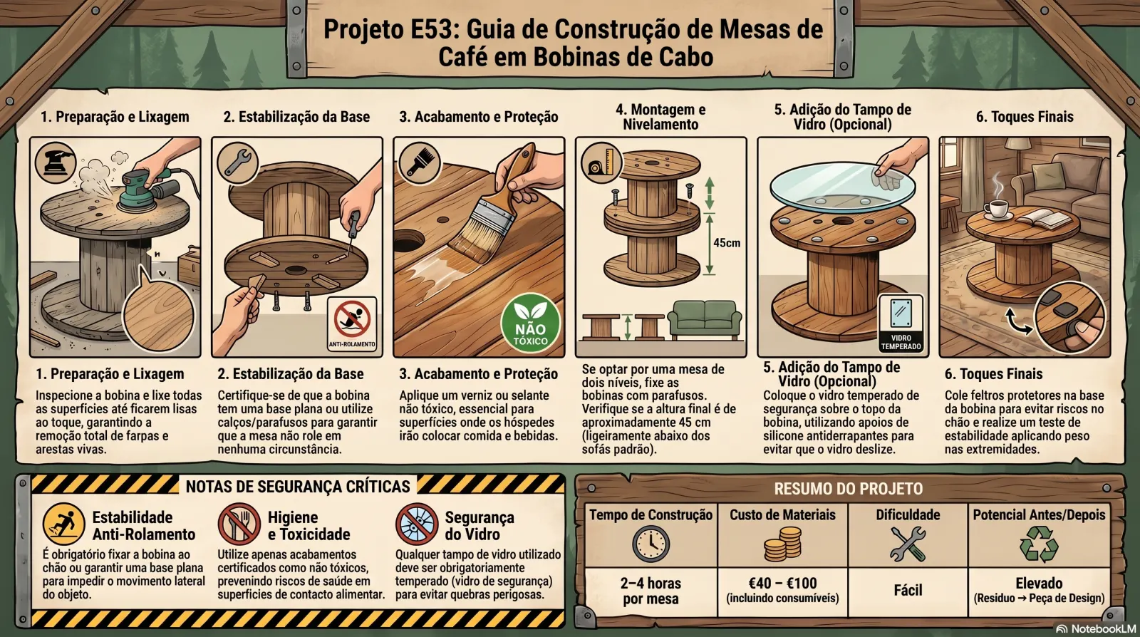 Mesas de Café em Bobina de Cabo